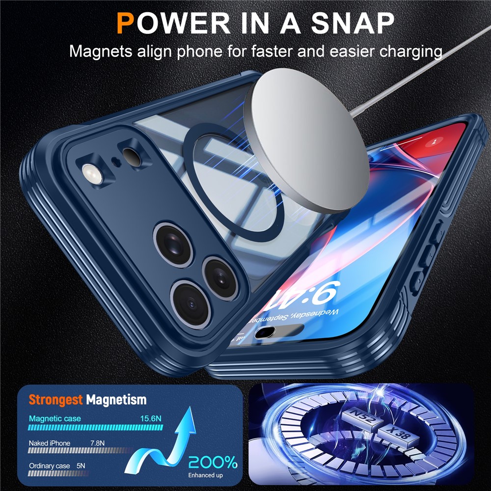 iPhone 18 Pro/17 Pro - Magnetic Case With Tempered Glass Dark Blue — estuche (foto 4 de 4)
