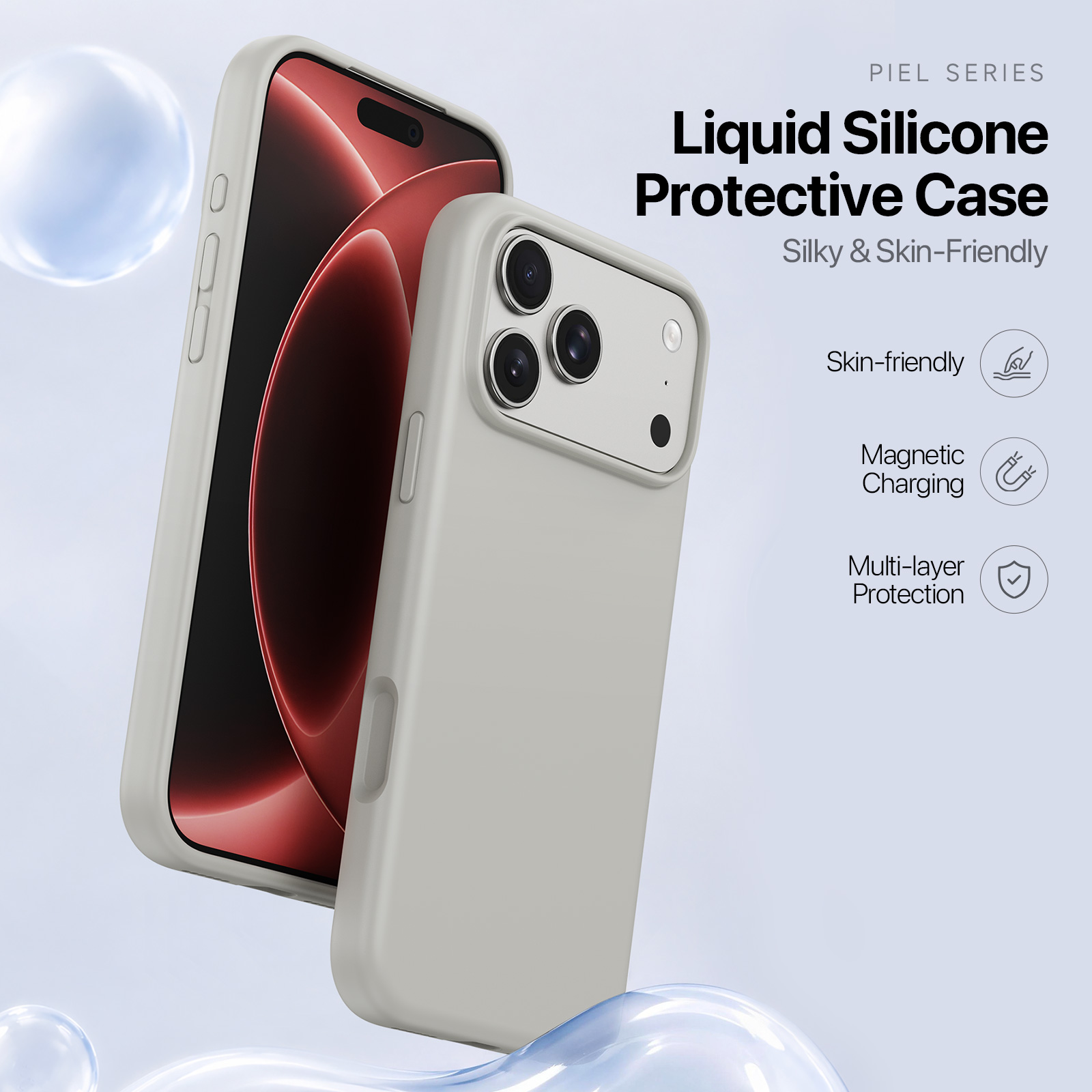 iPhone 18 Pro Max/17 Pro Max - DUX DUCIS Piel Series Liquid Silicone Beige — estuche (foto 3 de 7)