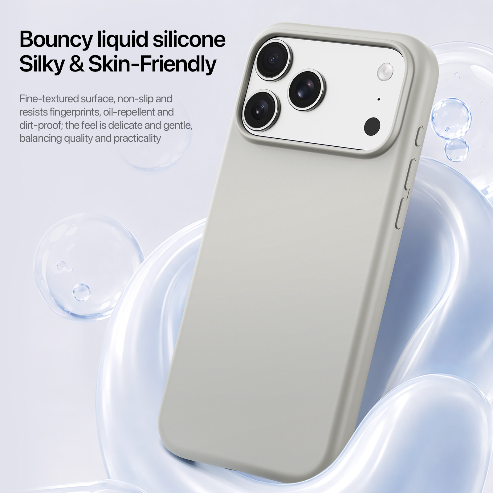 iPhone 18 Pro Max/17 Pro Max - DUX DUCIS Piel Series Liquid Silicone Beige — estuche (foto 4 de 7)