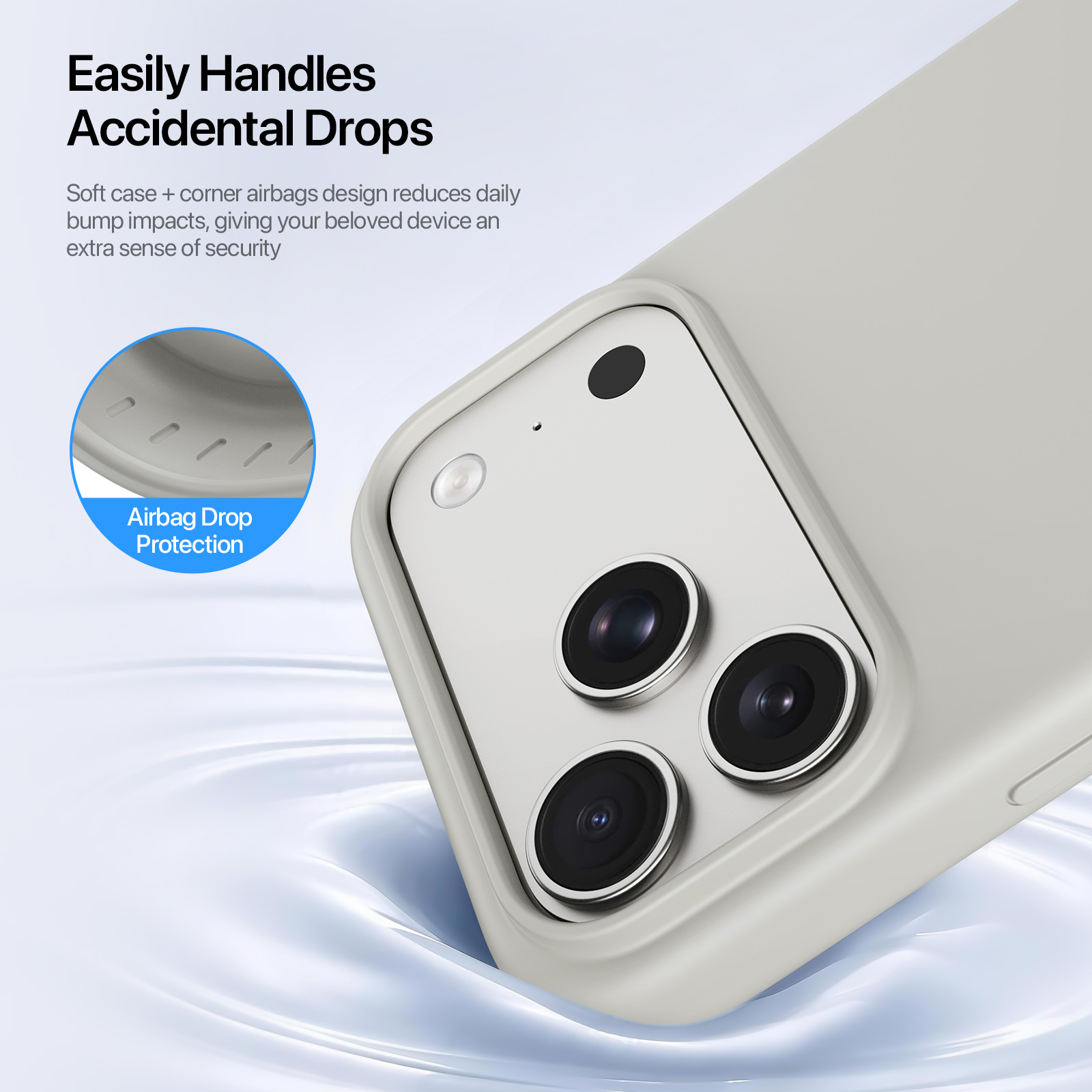 iPhone 18 Pro Max/17 Pro Max - DUX DUCIS Piel Series Liquid Silicone Beige — estuche (foto 6 de 7)