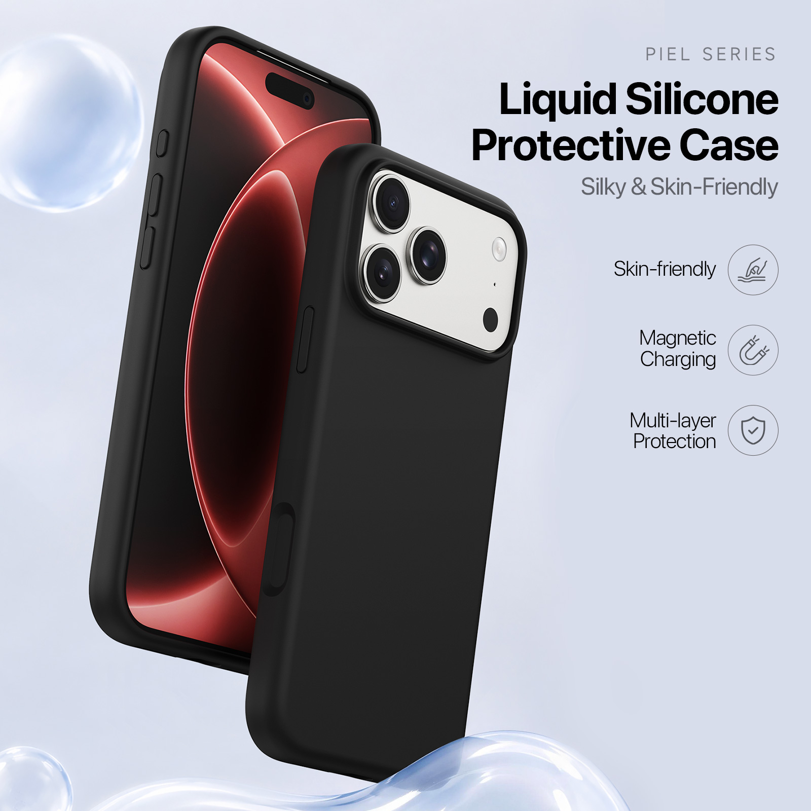 iPhone 18 Pro Max/17 Pro Max - DUX DUCIS Piel Series Liquid Silicone Black — estuche (foto 3 de 7)
