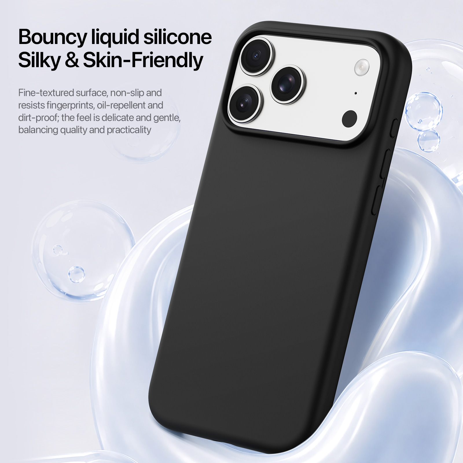 iPhone 18 Pro Max/17 Pro Max - DUX DUCIS Piel Series Liquid Silicone Black — estuche (foto 4 de 7)