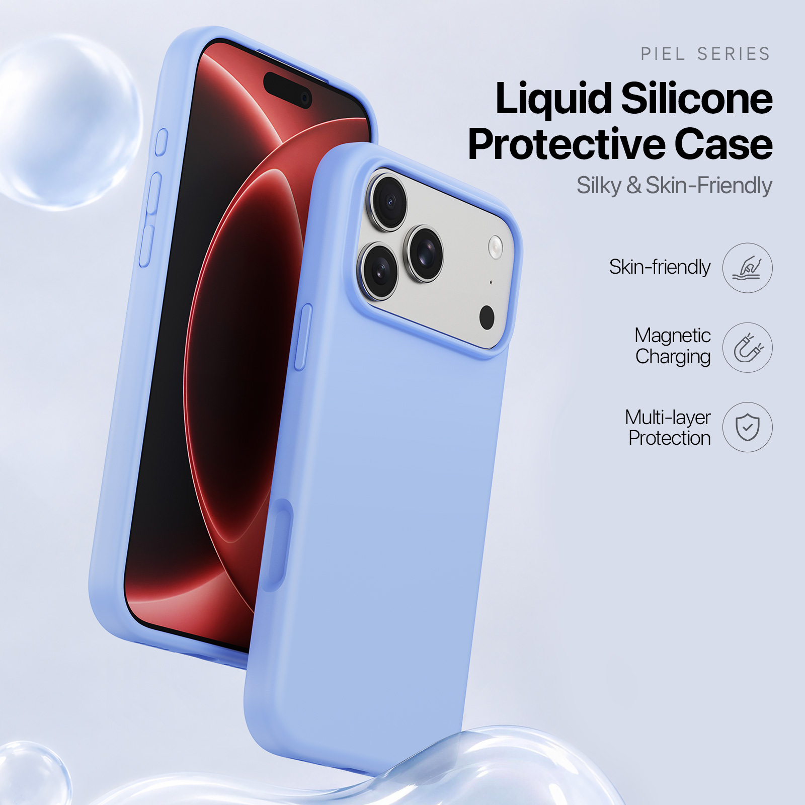 iPhone 18 Pro Max/17 Pro Max - DUX DUCIS Piel Series Liquid Silicone Light Blue — estuche (foto 3 de 7)