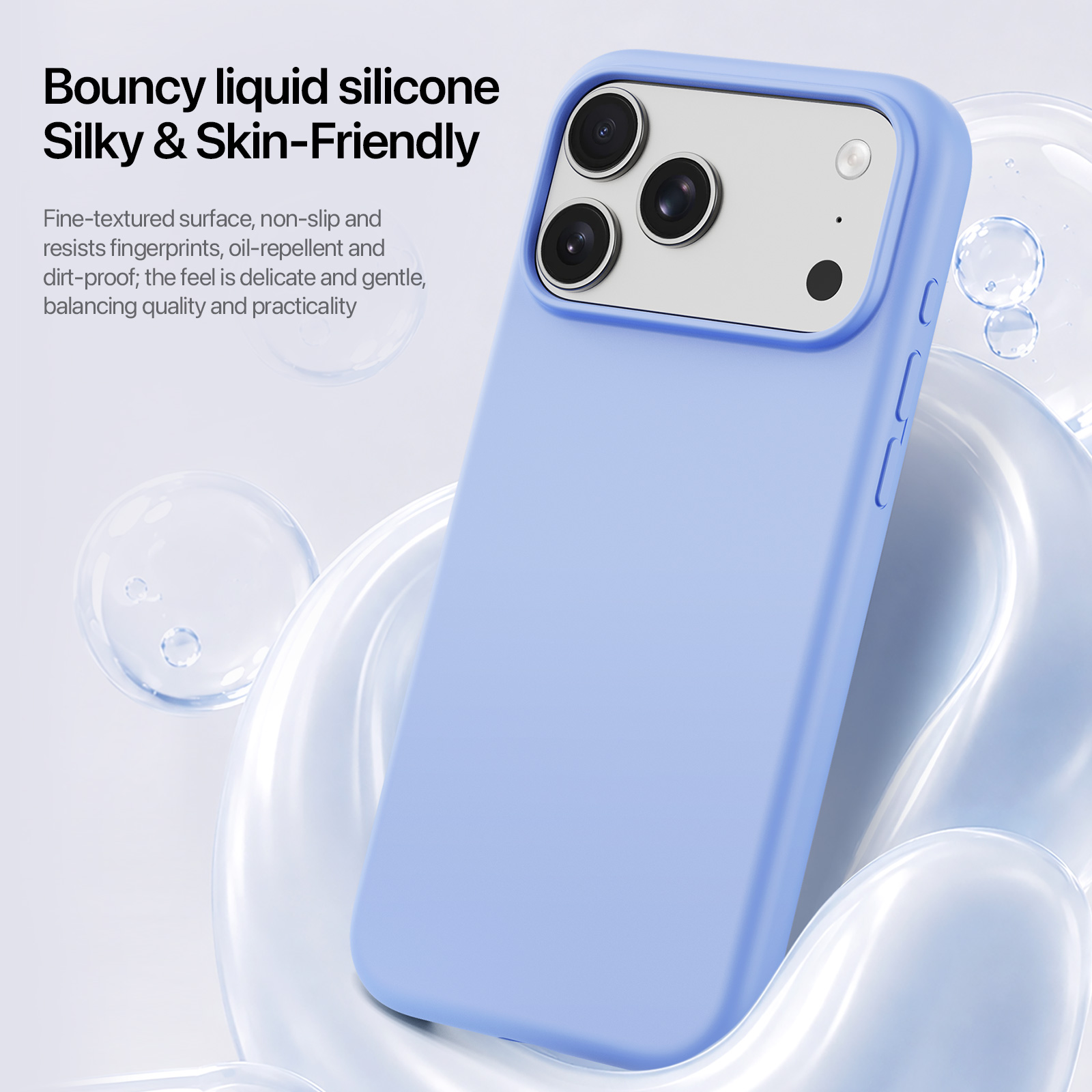 iPhone 18 Pro Max/17 Pro Max - DUX DUCIS Piel Series Liquid Silicone Light Blue — estuche (foto 4 de 7)