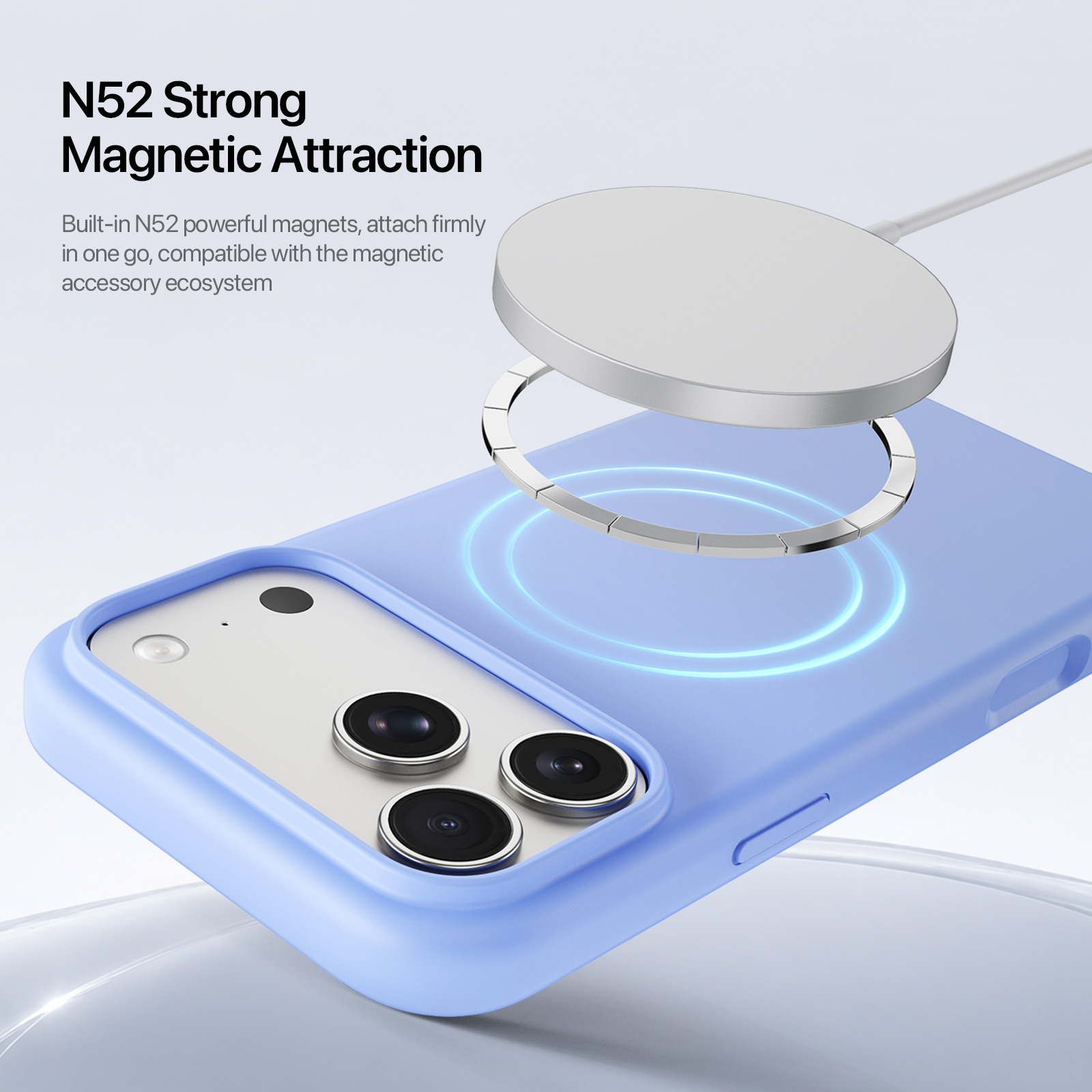 iPhone 18 Pro Max/17 Pro Max - DUX DUCIS Piel Series Liquid Silicone Light Blue — estuche (foto 5 de 7)