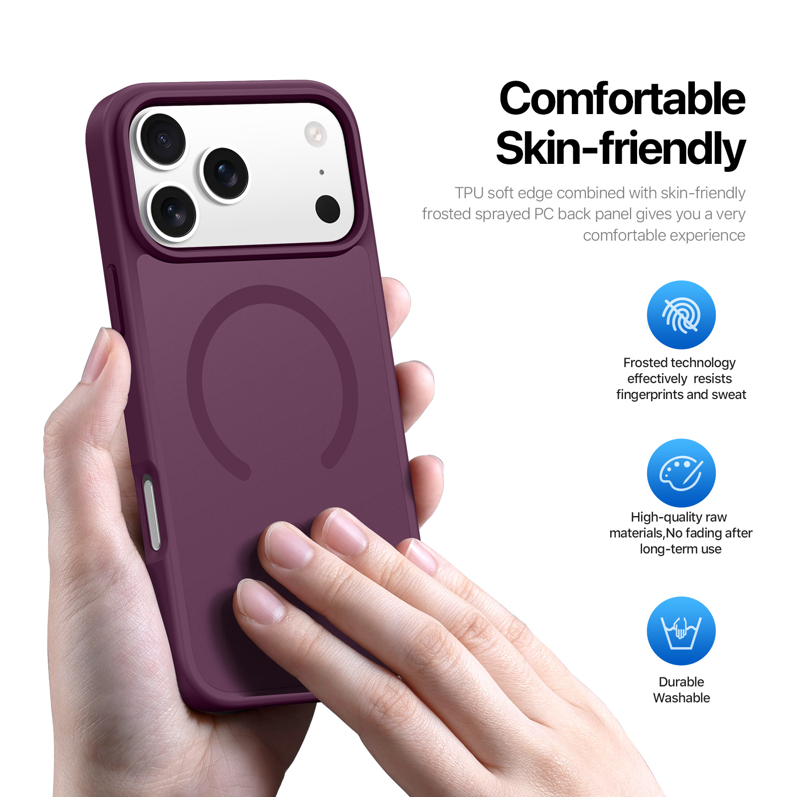 iPhone 18 Pro Max/17 Pro Max - DUX DUCIS Yind Series Matte With MagSafe Dark Cherry — estuche (foto 2 de 7)