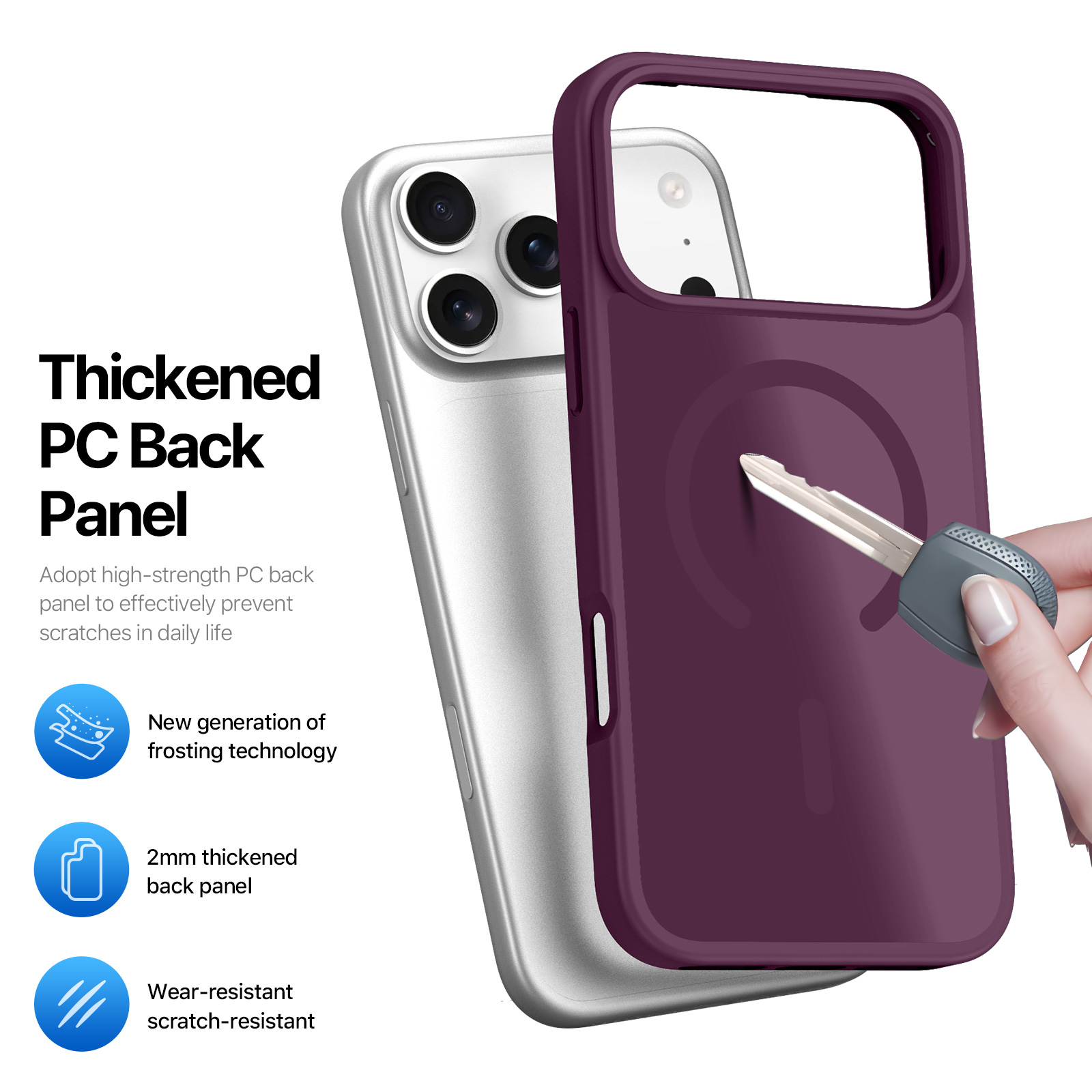 iPhone 18 Pro Max/17 Pro Max - DUX DUCIS Yind Series Matte With MagSafe Dark Cherry — estuche (foto 4 de 7)