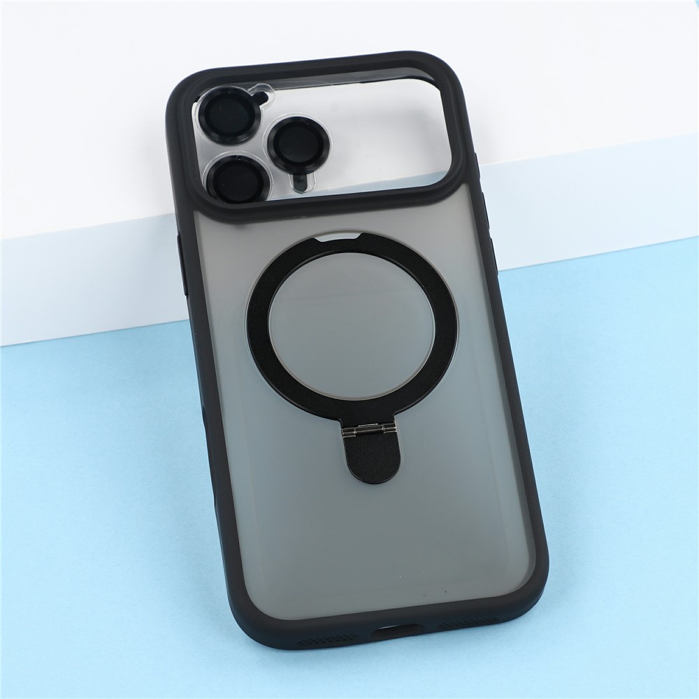 iPhone 18 Pro Max/17 Pro Max - Foldable Kickstand Frosted With Lens Protector Black — estuche (foto 2 de 5)