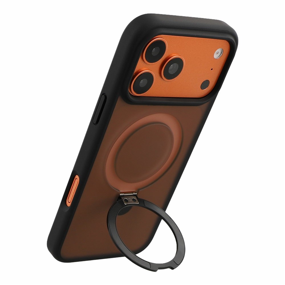 iPhone 18 Pro Max/17 Pro Max - Foldable Kickstand Frosted With Lens Protector Black — estuche (foto 3 de 5)