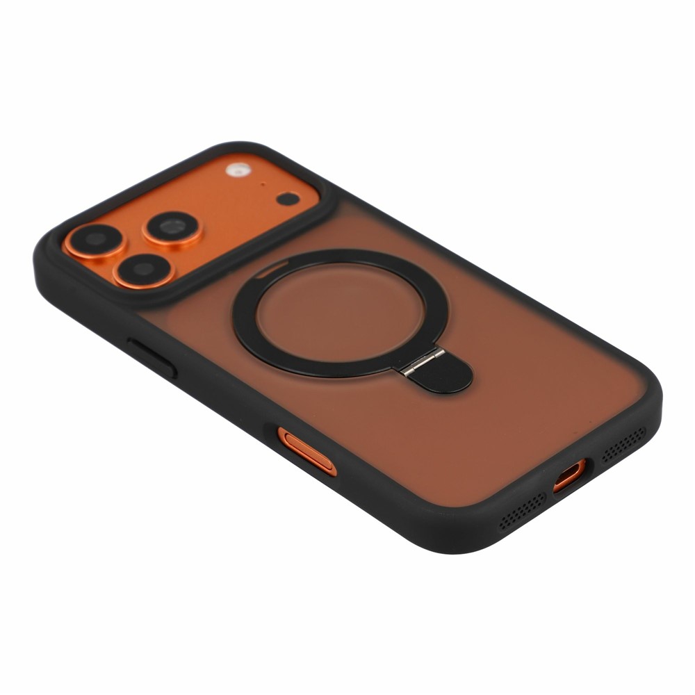 iPhone 18 Pro Max/17 Pro Max - Foldable Kickstand Frosted With Lens Protector Black — estuche (foto 5 de 5)