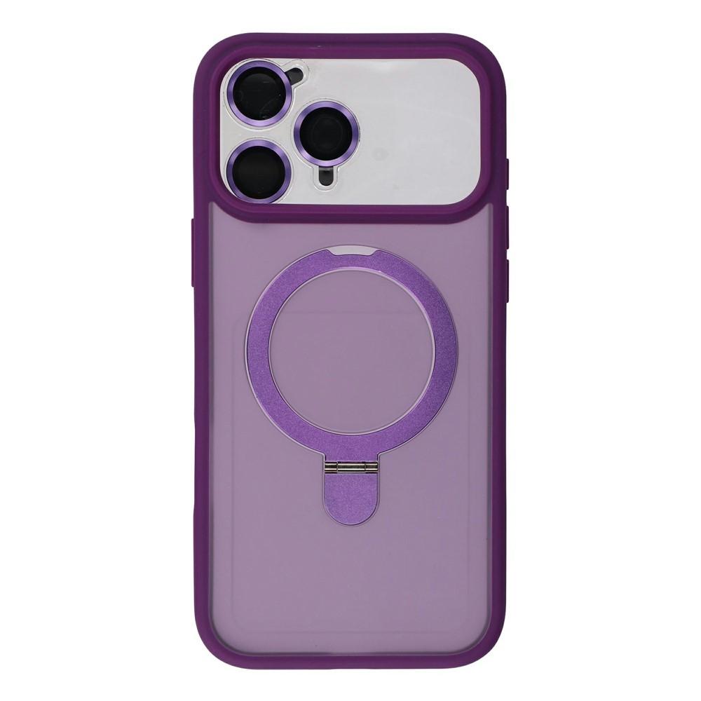 iPhone 18 Pro Max/17 Pro Max - Foldable Kickstand Frosted With Lens Protector Dark Purple