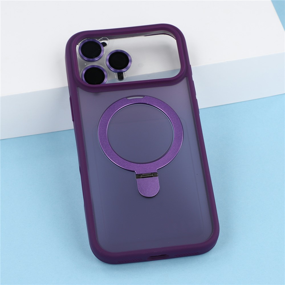 iPhone 18 Pro Max/17 Pro Max - Foldable Kickstand Frosted With Lens Protector Dark Purple — estuche (foto 2 de 5)