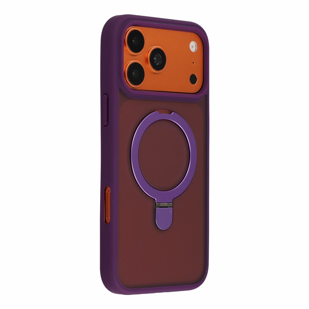 iPhone 18 Pro Max/17 Pro Max - Foldable Kickstand Frosted With Lens Protector Dark Purple — estuche (foto 4 de 5)