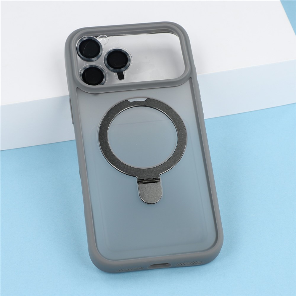 iPhone 18 Pro Max/17 Pro Max - Foldable Kickstand Frosted With Lens Protector Grey — estuche (foto 2 de 5)