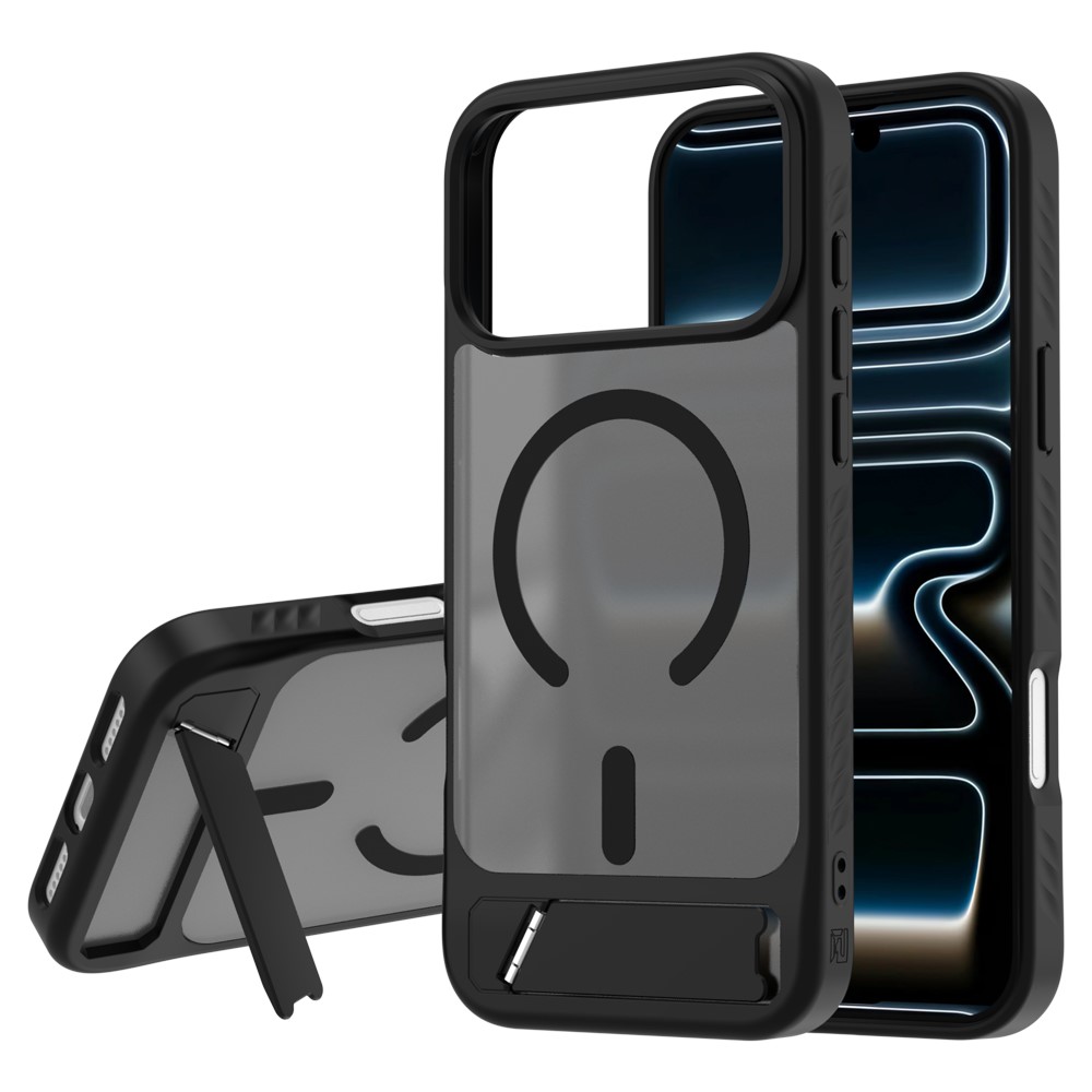 iPhone 18 Pro Max/17 Pro Max - LEREACH Le-Chic Series Magnetic Kickstand Black — estuche (foto 2 de 7)