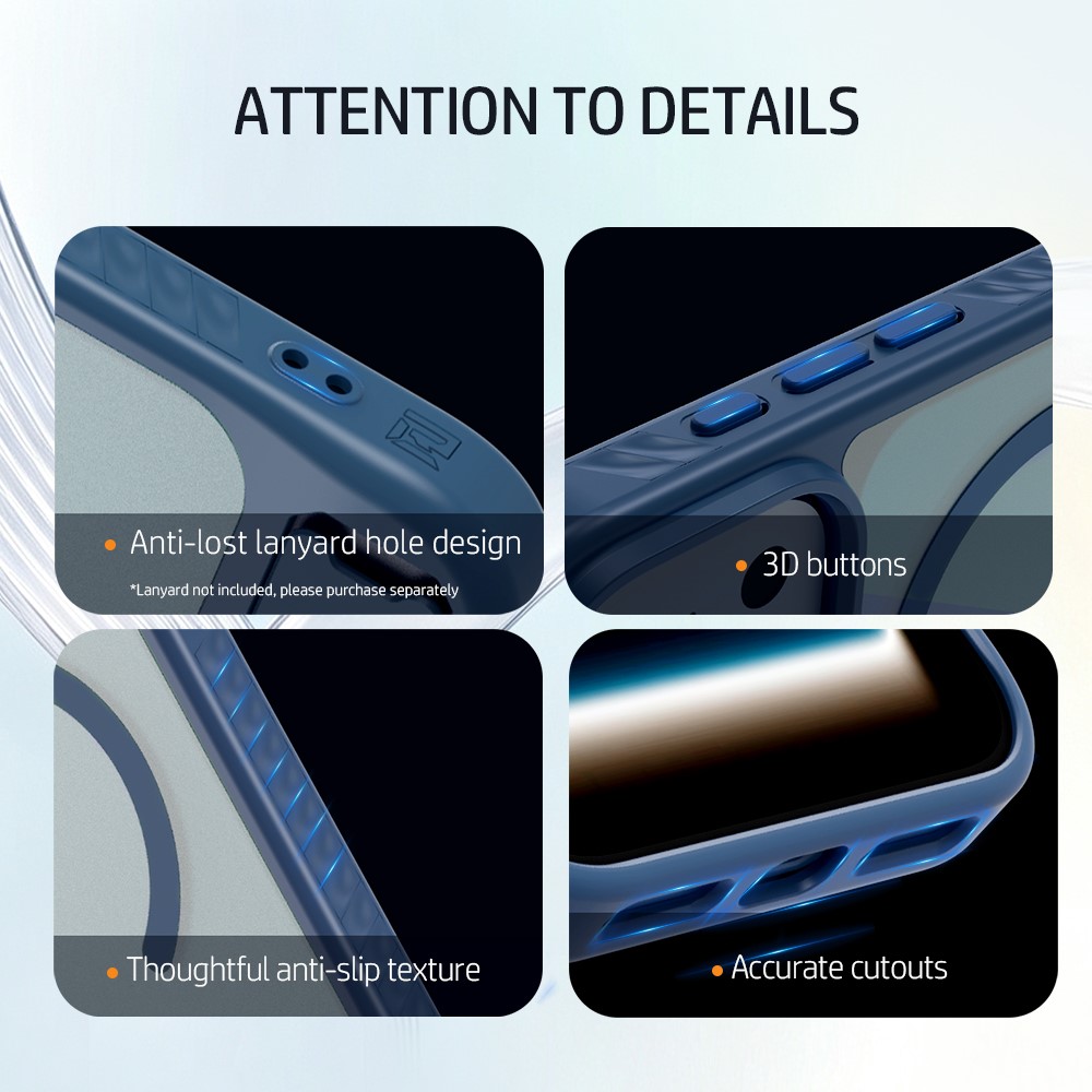 iPhone 18 Pro Max/17 Pro Max - LEREACH Le-Chic Series Magnetic Kickstand Blue — estuche (foto 5 de 7)