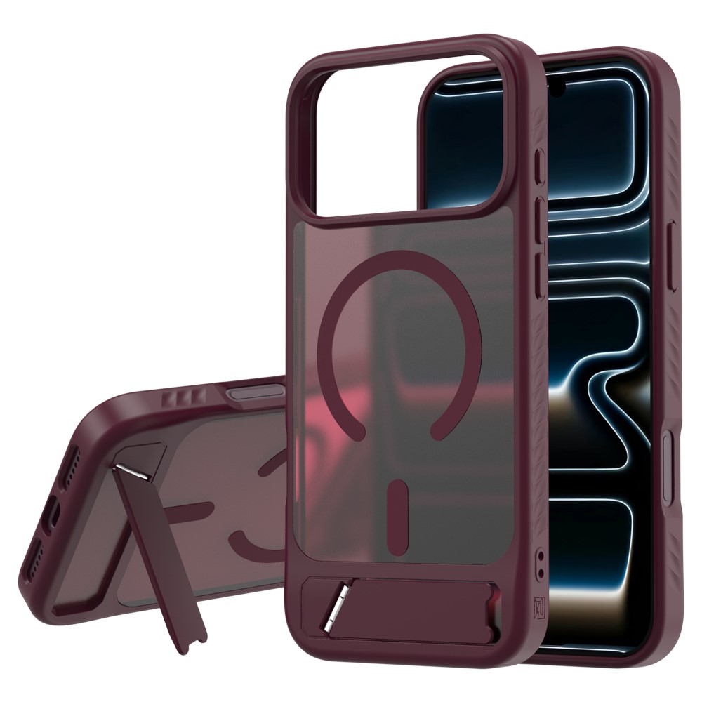 iPhone 18 Pro Max/17 Pro Max - LEREACH Le-Chic Series Magnetic Kickstand Cherry Red — estuche (foto 2 de 7)