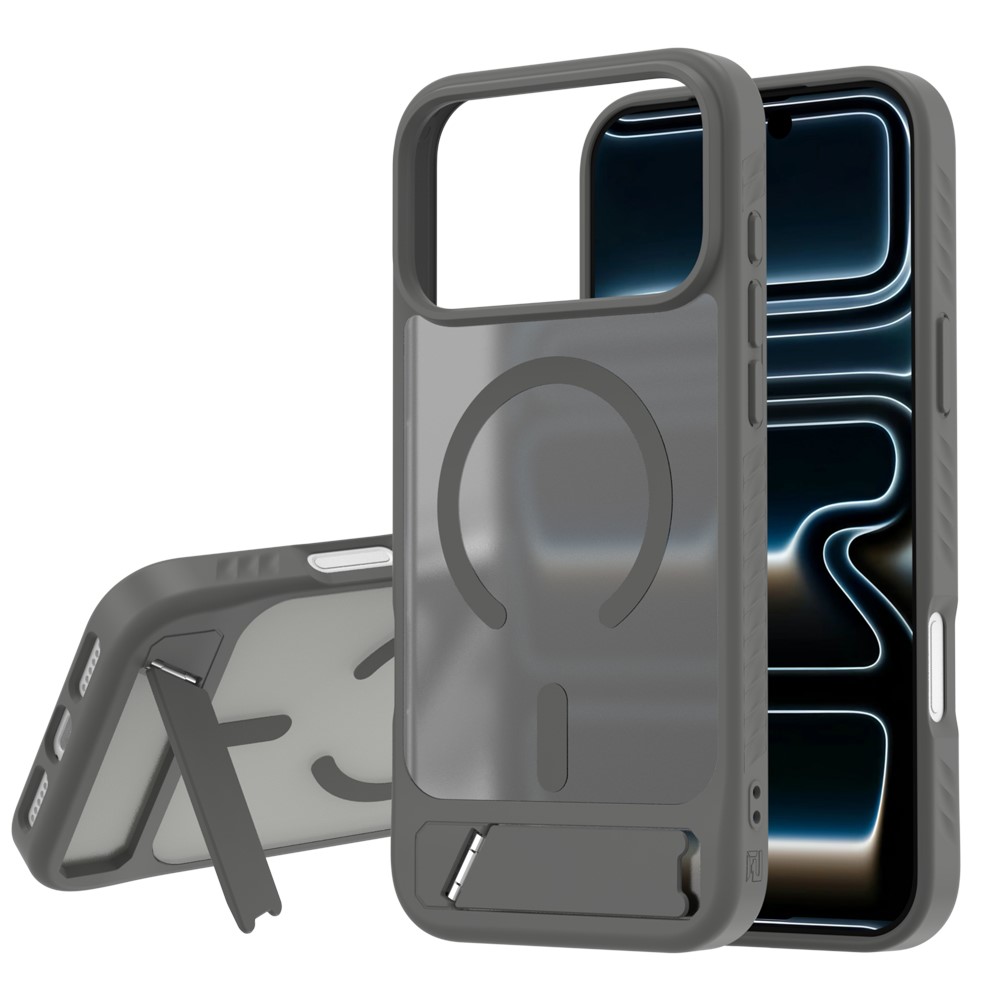 iPhone 18 Pro Max/17 Pro Max - LEREACH Le-Chic Series Magnetic Kickstand Grey — estuche (foto 2 de 7)