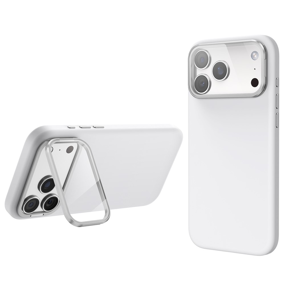 iPhone 18 Pro Max/17 Pro Max - Liquid Silicone Lens Cover Kickstand White — estuche