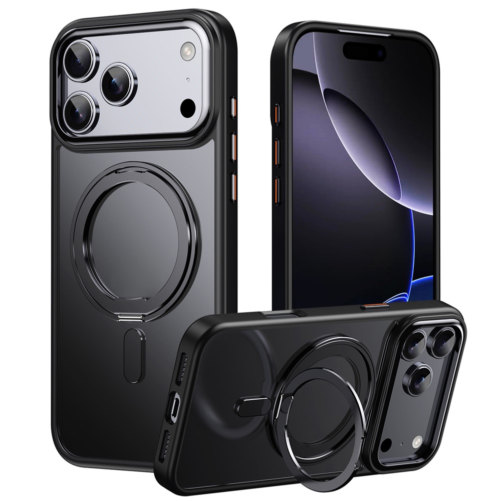iPhone 18 Pro Max/17 Pro Max - Rotating Kickstand Acrylic Shockproof With MagSafe Black — estuche