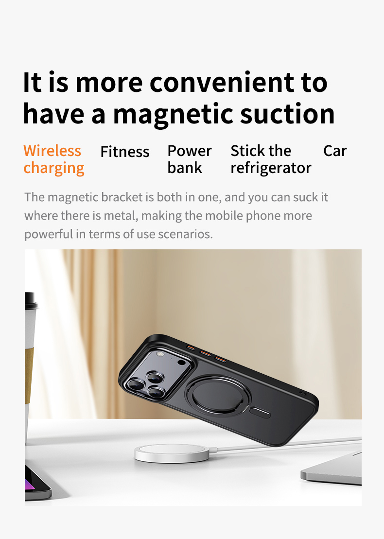 iPhone 18 Pro Max/17 Pro Max - Rotating Kickstand Acrylic Shockproof With MagSafe Black — estuche (foto 7 de 7)