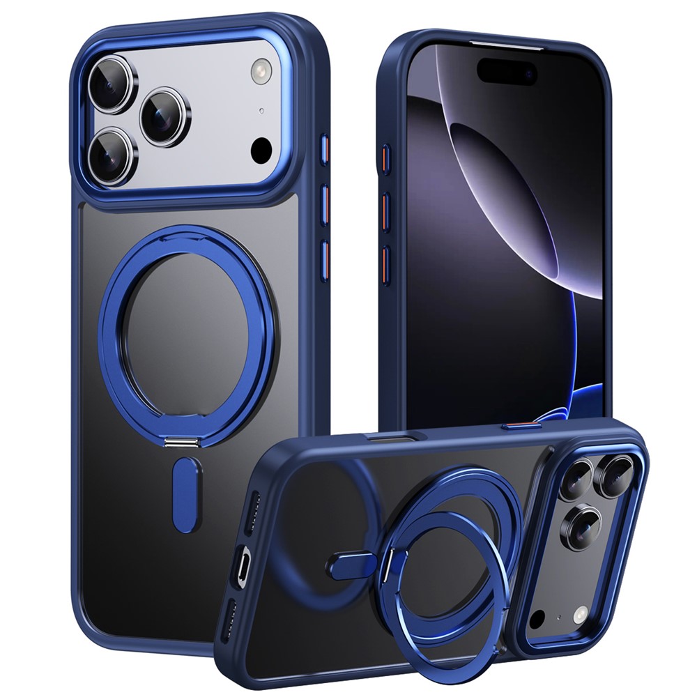 iPhone 18 Pro Max/17 Pro Max - Rotating Kickstand Acrylic Shockproof With MagSafe Blue — estuche