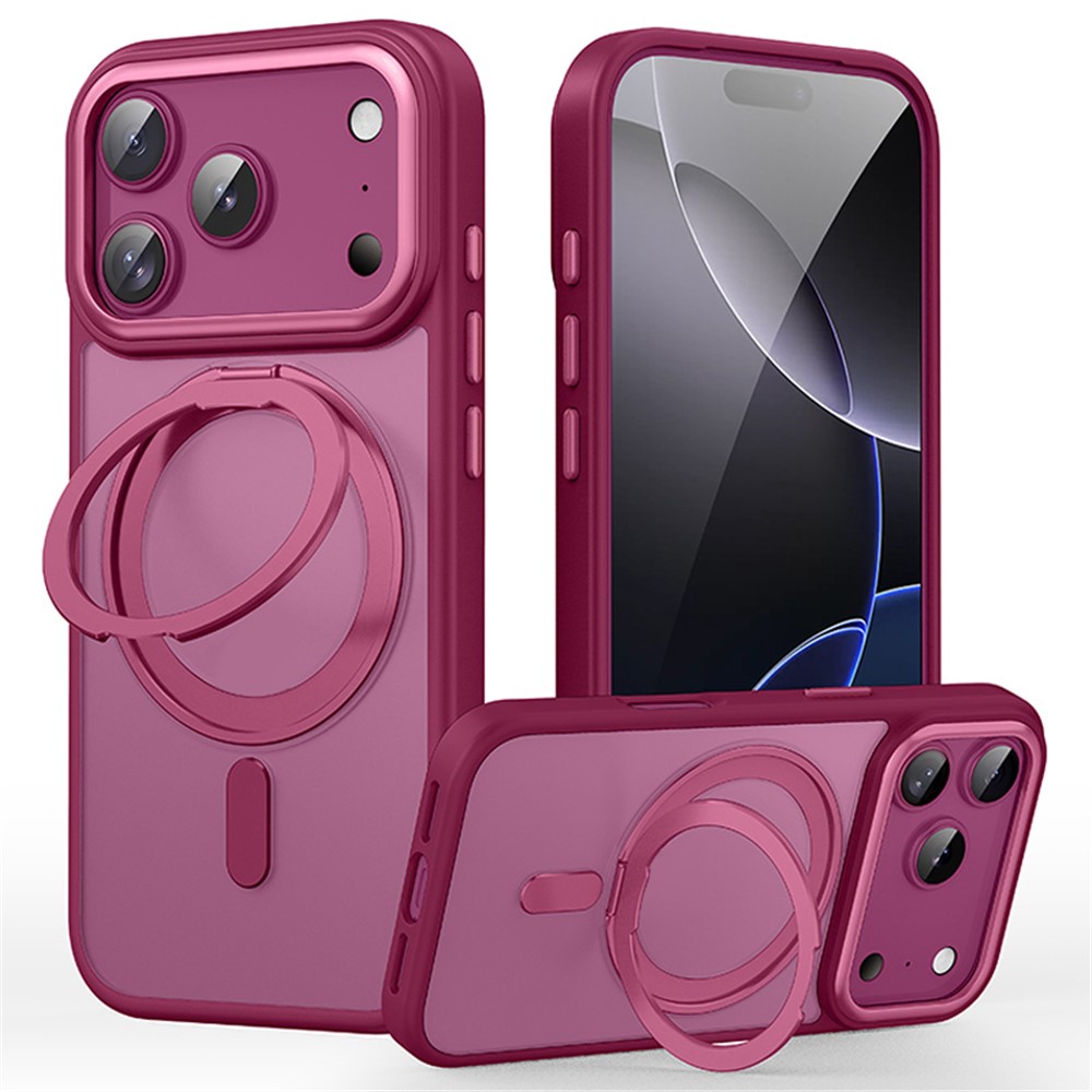 iPhone 18 Pro Max/17 Pro Max - Rotating Kickstand Acrylic Shockproof With MagSafe Cherry Red — estuche