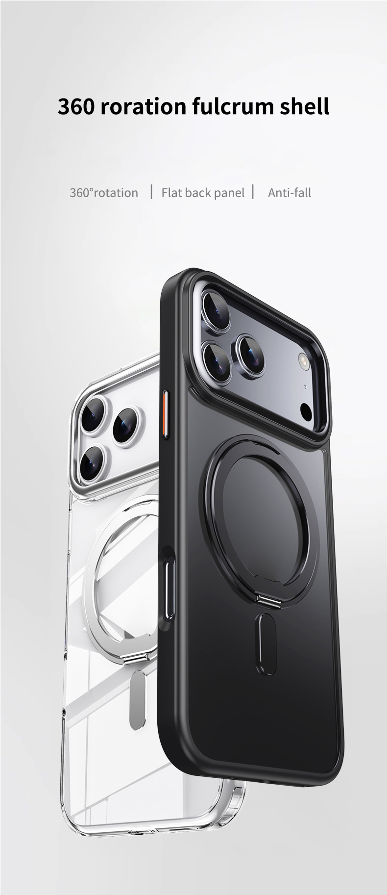 iPhone 18 Pro Max/17 Pro Max - Rotating Kickstand Acrylic Shockproof With MagSafe White — estuche (foto 4 de 7)