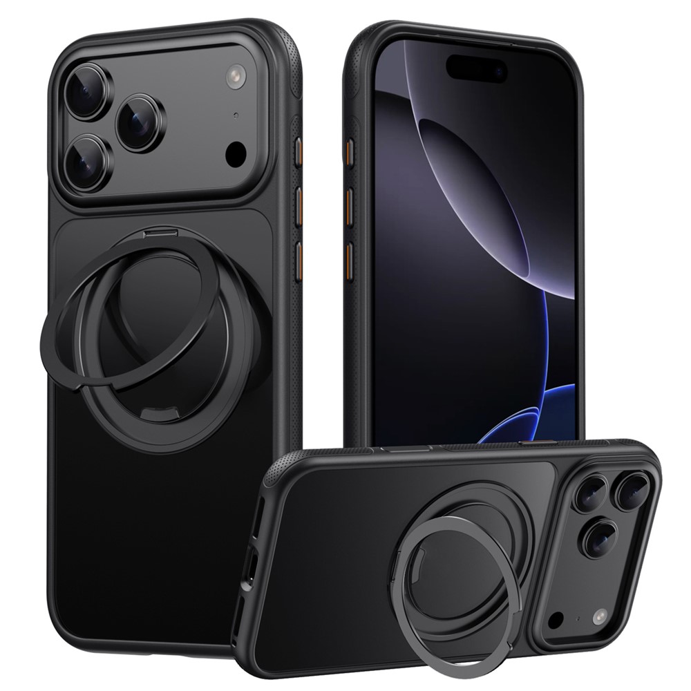 iPhone 18 Pro Max/17 Pro Max - Rotating Kickstand Dot Matrix Black — estuche