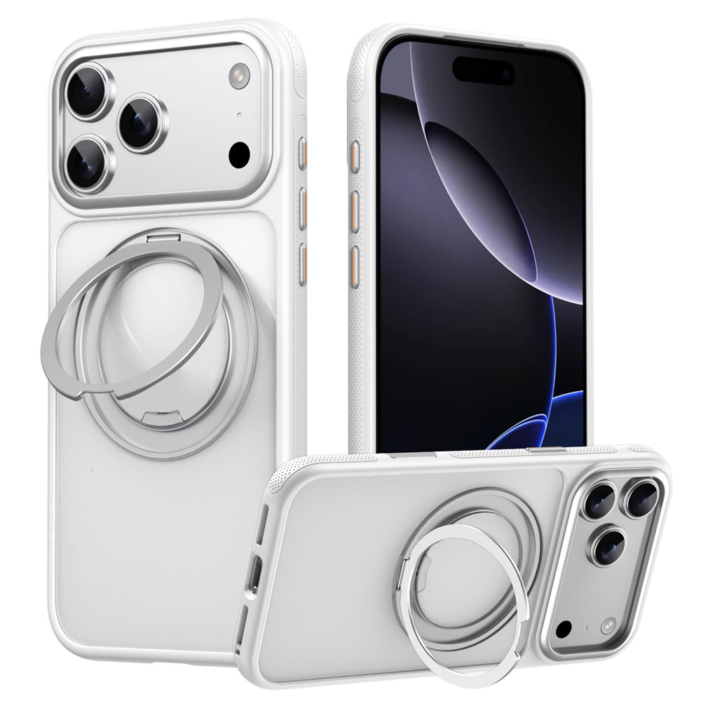 iPhone 18 Pro Max/17 Pro Max - Rotating Kickstand Dot Matrix White — estuche