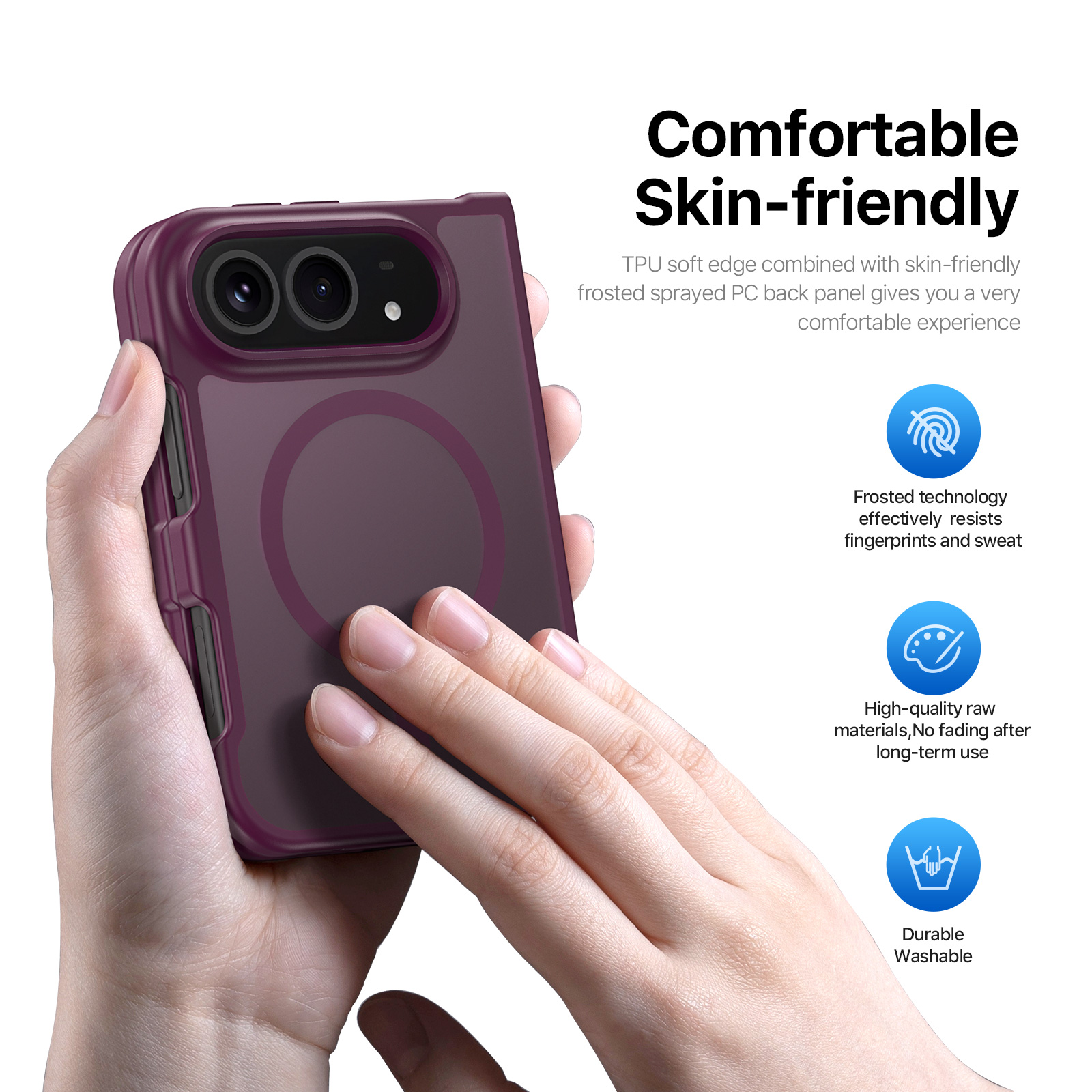 iPhone Duo - DUX DUCIS Yind Series Magnetic Dark Cherry — estuche (foto 2 de 7)