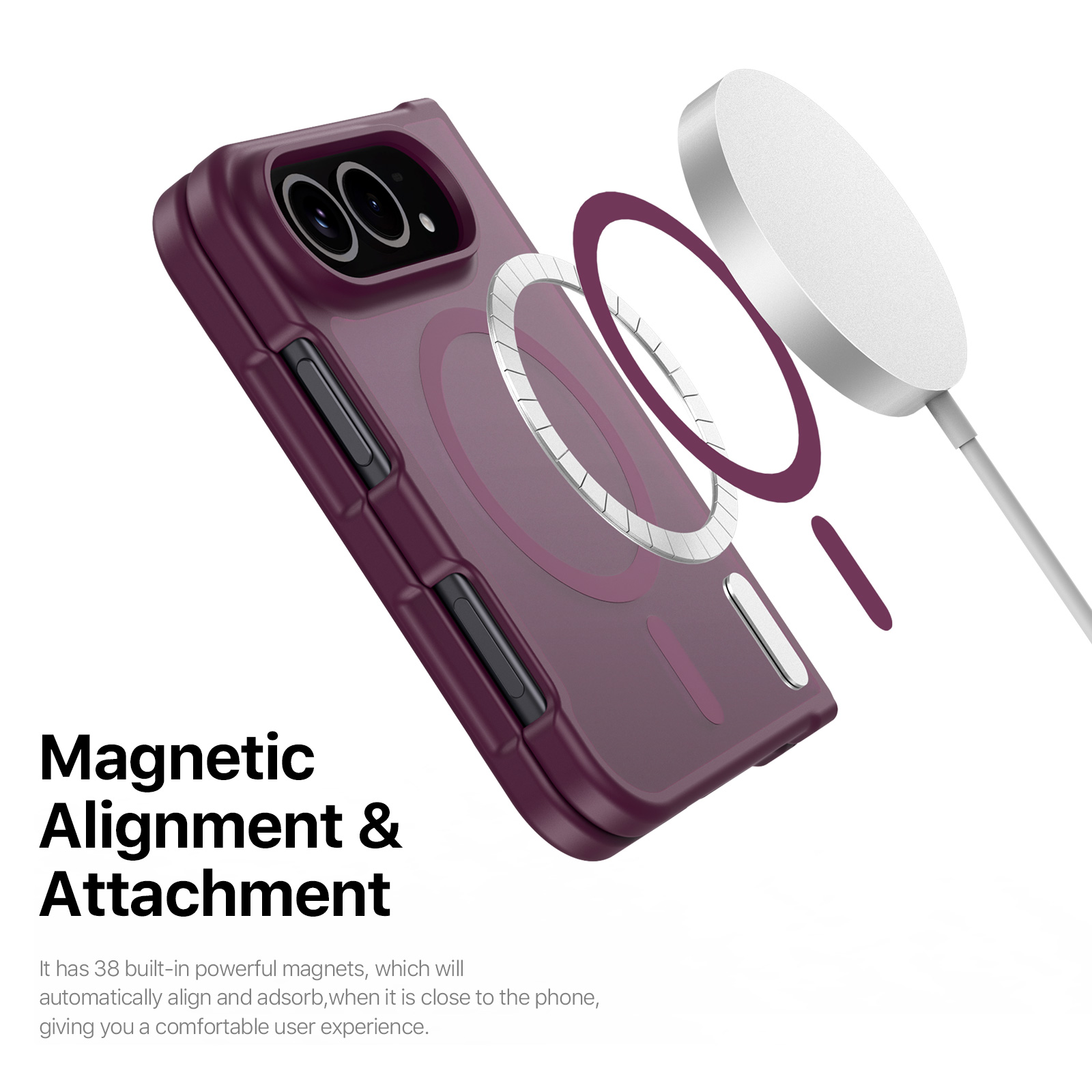 iPhone Duo - DUX DUCIS Yind Series Magnetic Dark Cherry — estuche (foto 4 de 7)