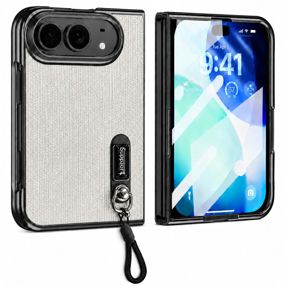 iPhone Duo - Kickstand Glitter With Screen Protector White — estuche