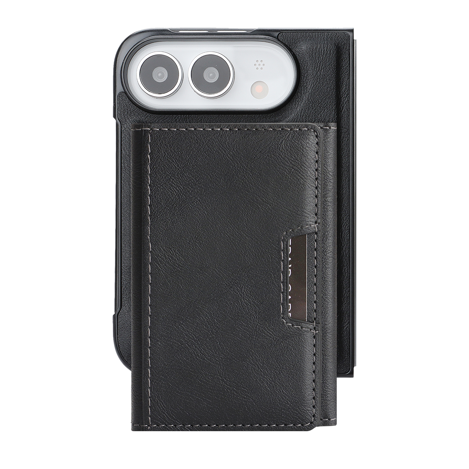 iPhone Duo - Leather Tri-Fold Card Bag Black — estuche