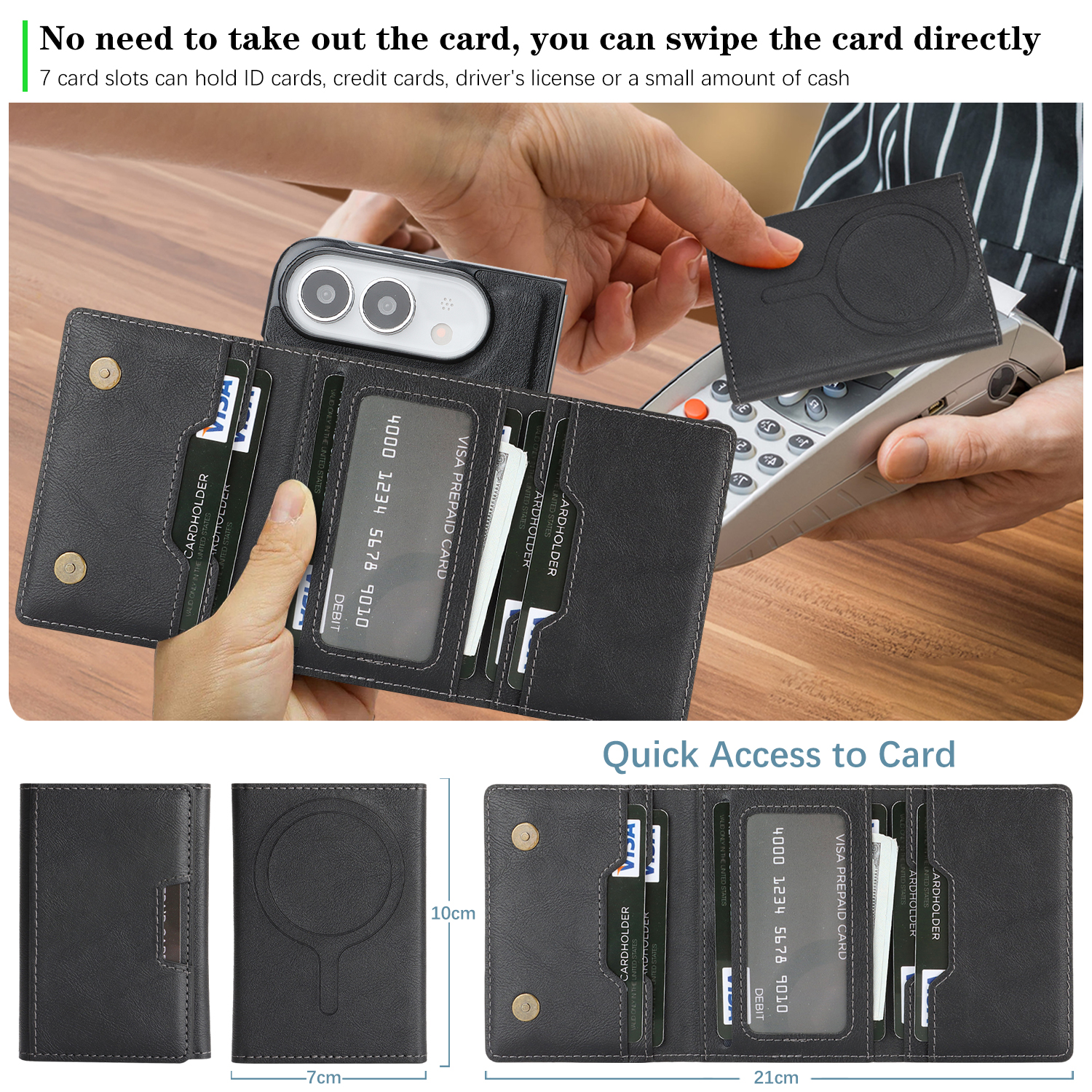 iPhone Duo - Leather Tri-Fold Card Bag Black — estuche (foto 2 de 6)