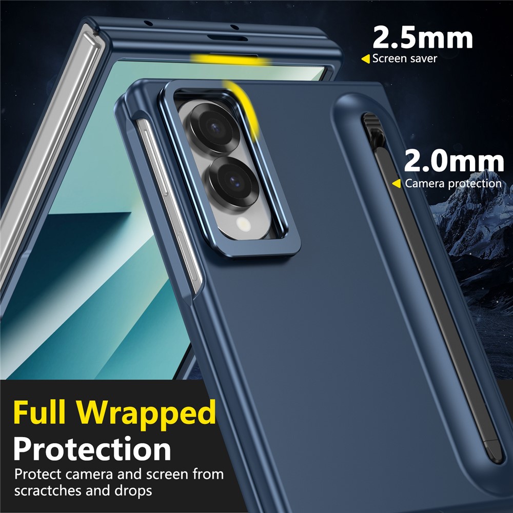 Samsung Galaxy Z Fold 8 - Camera Frame Kickstand With Tempered Glass And Stylus Blue — estuche (foto 7 de 7)