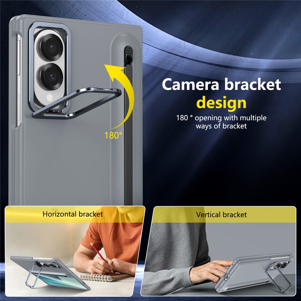 Samsung Galaxy Z Fold 8 - Camera Frame Kickstand With Tempered Glass And Stylus Grey — estuche (foto 4 de 7)