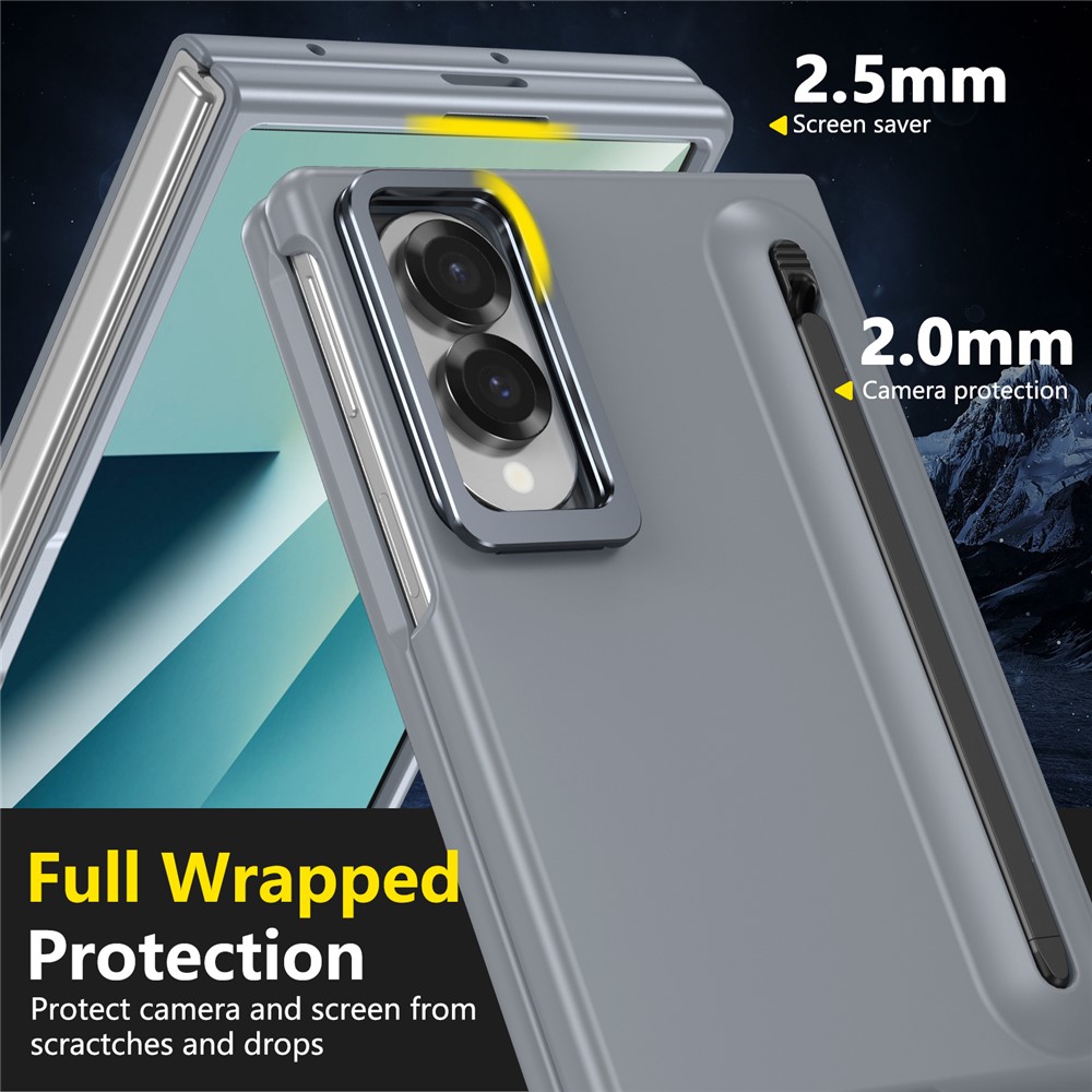 Samsung Galaxy Z Fold 8 - Camera Frame Kickstand With Tempered Glass And Stylus Grey — estuche (foto 7 de 7)