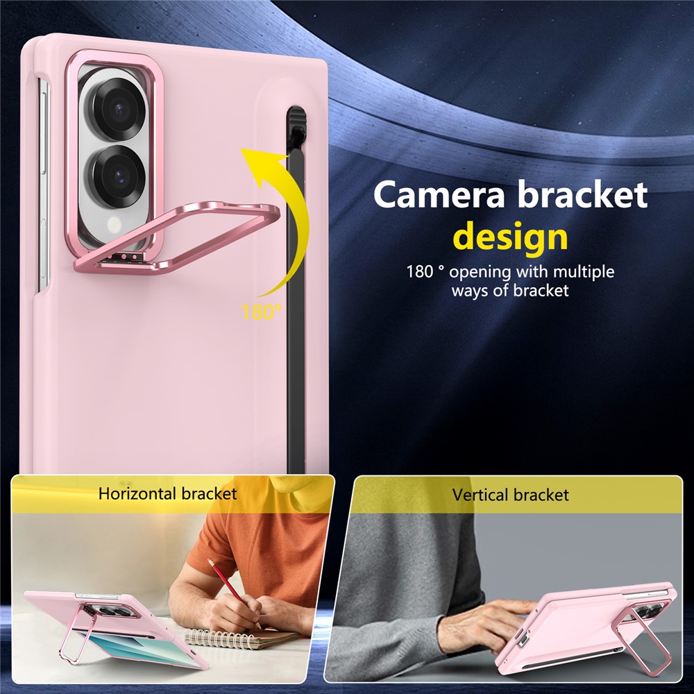 Samsung Galaxy Z Fold 8 - Camera Frame Kickstand With Tempered Glass And Stylus Pink — estuche (foto 4 de 7)