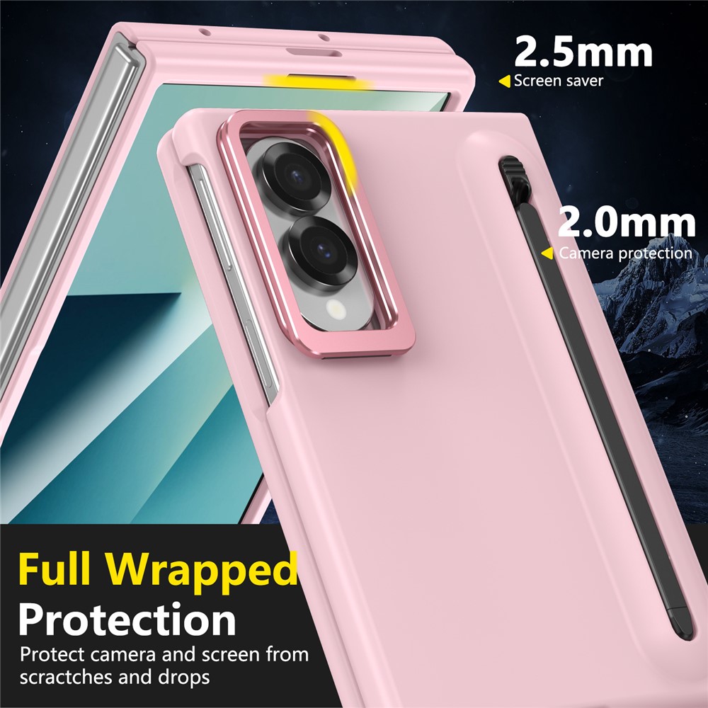 Samsung Galaxy Z Fold 8 - Camera Frame Kickstand With Tempered Glass And Stylus Pink — estuche (foto 7 de 7)