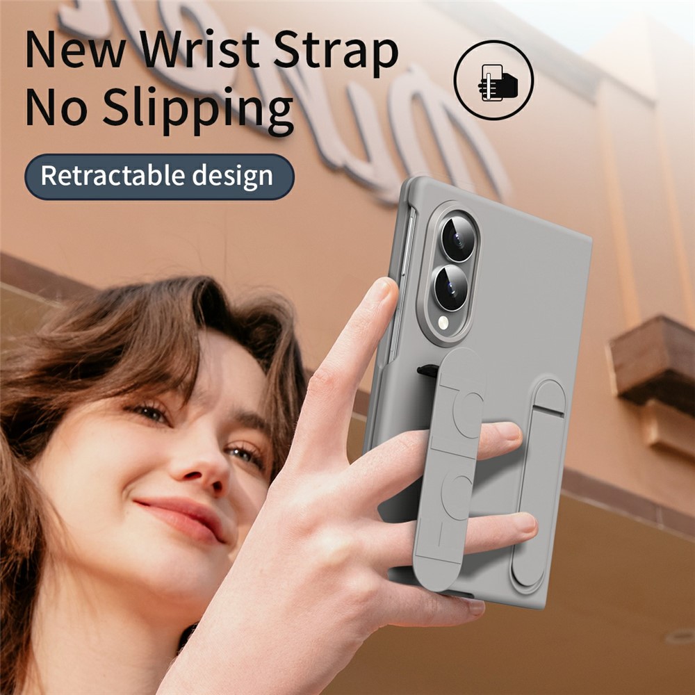 Samsung Galaxy Z Fold 8 - Kickstand Wristband Silicone Titanium Grey — estuche (foto 2 de 7)