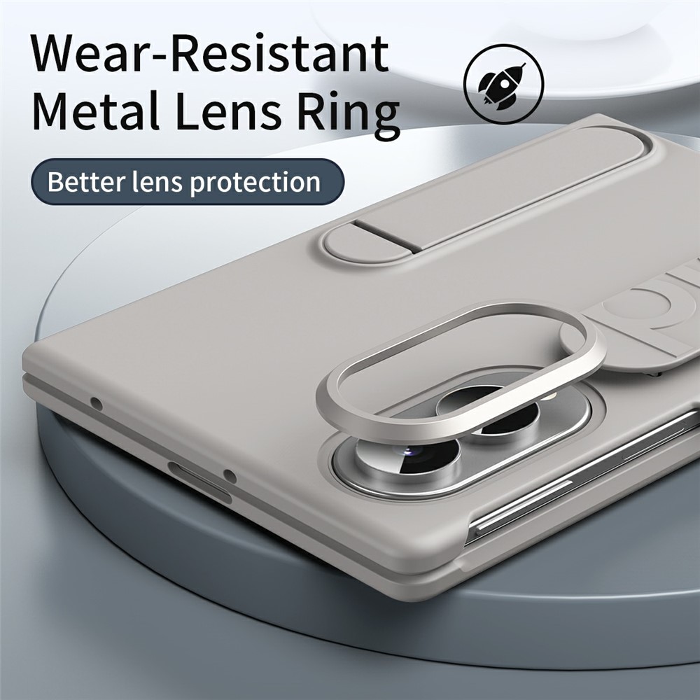 Samsung Galaxy Z Fold 8 - Kickstand Wristband Silicone Titanium Grey — estuche (foto 6 de 7)
