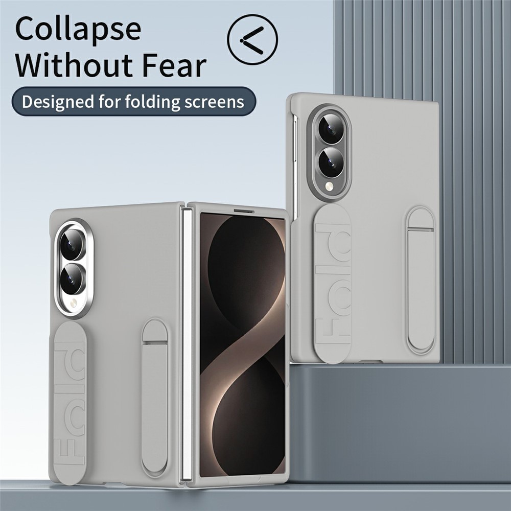 Samsung Galaxy Z Fold 8 - Kickstand Wristband Silicone Titanium Grey — estuche (foto 7 de 7)