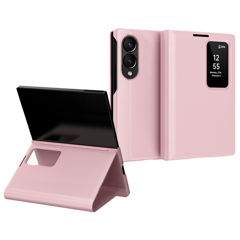 Samsung Galaxy Z Fold 8 - Leather Card Holder Smart View Pink — estuche
