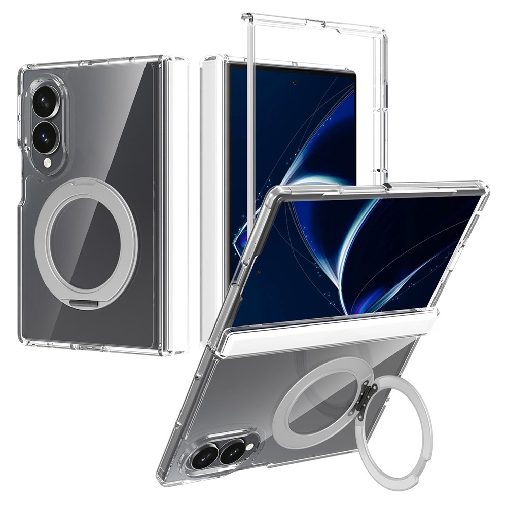 Samsung Galaxy Z Fold 8 - Rotating Kickstand Clear With Front Frame Transparent — estuche