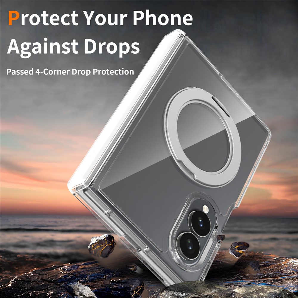 Samsung Galaxy Z Fold 8 - Rotating Kickstand Clear With Front Frame Transparent — estuche (foto 3 de 6)