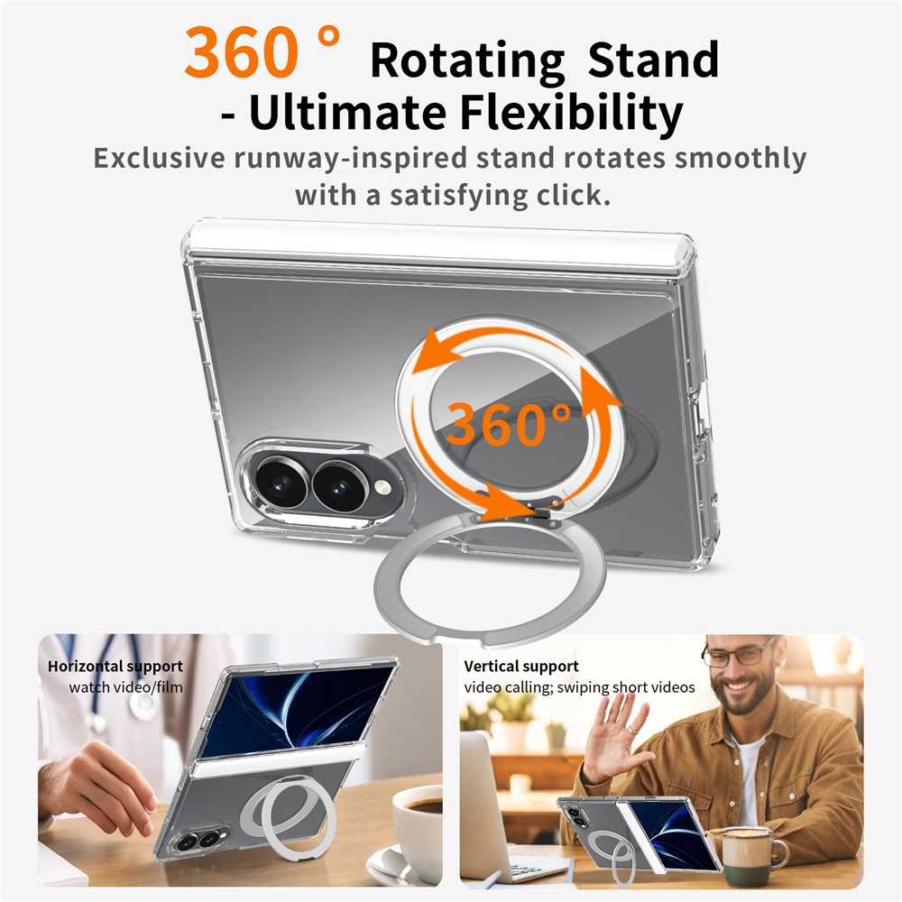 Samsung Galaxy Z Fold 8 - Rotating Kickstand Clear With Front Frame Transparent — estuche (foto 4 de 6)