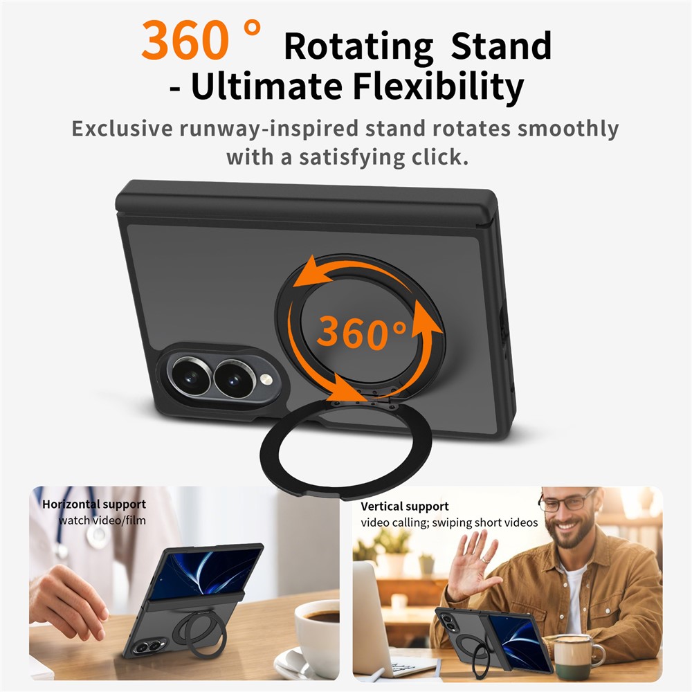 Samsung Galaxy Z Fold 8 - Rotating Kickstand Skin Feel With Front Frame Black — estuche (foto 4 de 6)