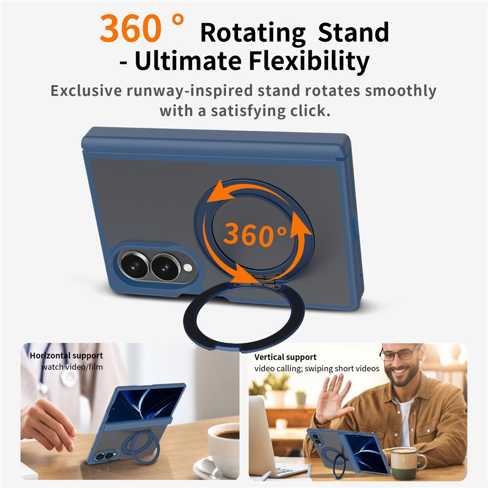 Samsung Galaxy Z Fold 8 - Rotating Kickstand Skin Feel With Front Frame Blue — estuche (foto 4 de 6)