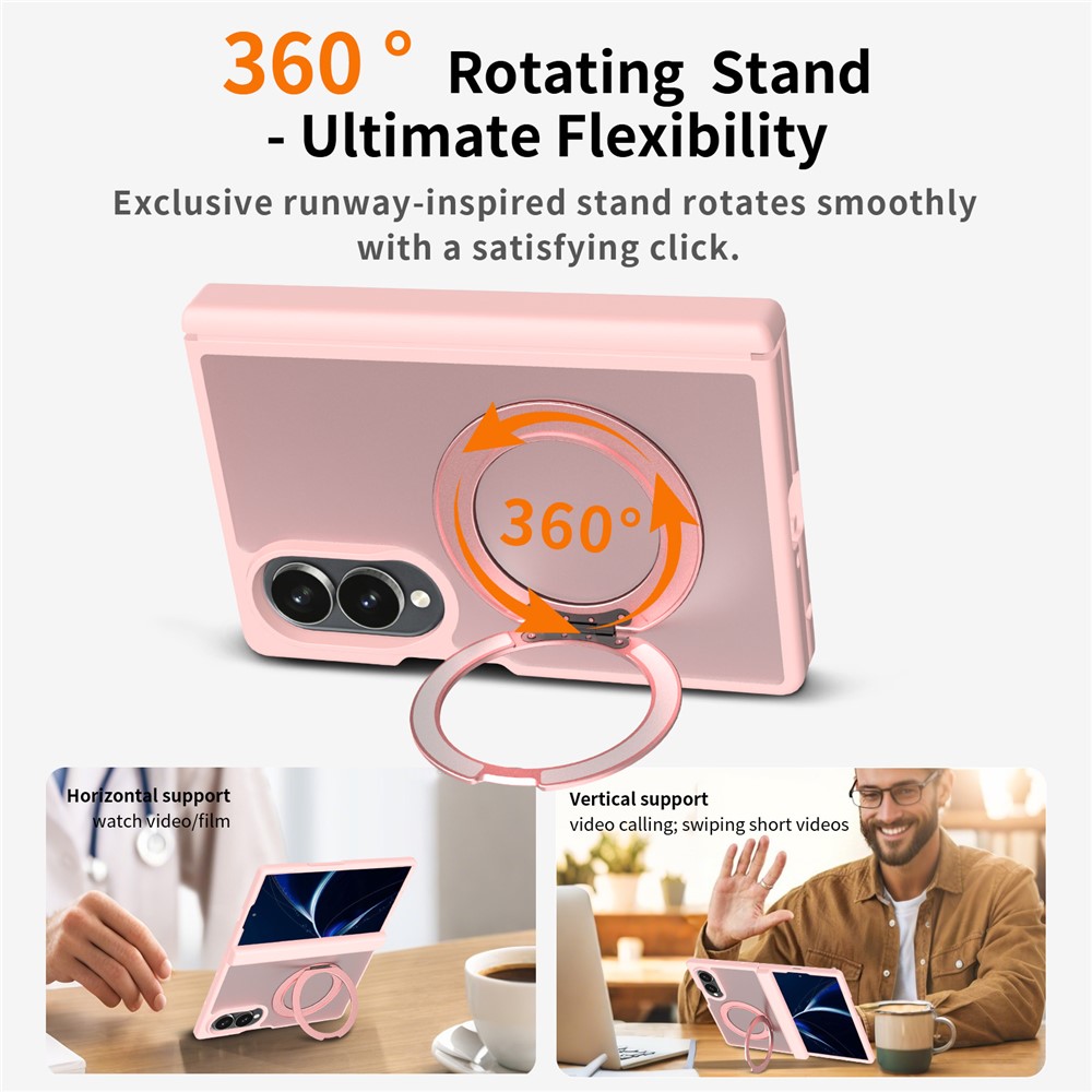 Samsung Galaxy Z Fold 8 - Rotating Kickstand Skin Feel With Front Frame Pink — estuche (foto 4 de 6)